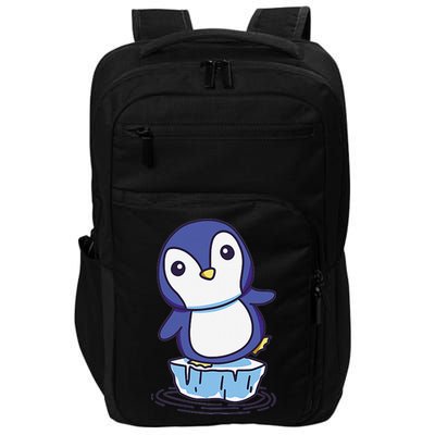 Cute Penguin Standing On An Ice Floe Impact Tech Backpack