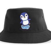 Cute Penguin Standing On An Ice Floe Sustainable Bucket Hat