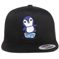 Cute Penguin Standing On An Ice Floe Flat Bill Trucker Hat