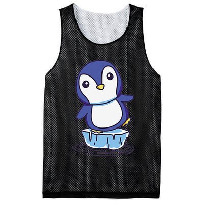 Cute Penguin Standing On An Ice Floe Mesh Reversible Basketball Jersey Tank