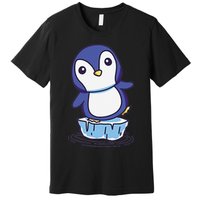 Cute Penguin Standing On An Ice Floe Premium T-Shirt