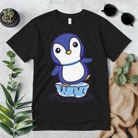 Cute Penguin Standing On An Ice Floe Premium T-Shirt