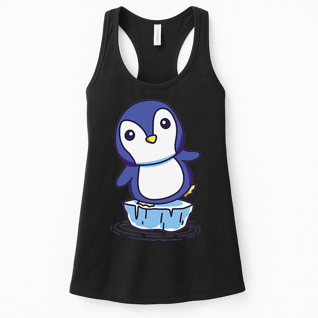 Cute Penguin Standing On An Ice Floe Womens Tank Top