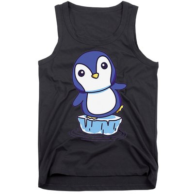 Cute Penguin Standing On An Ice Floe Tank Top