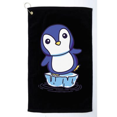 Cute Penguin Standing On An Ice Floe Golf Towel
