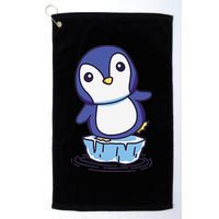 Cute Penguin Standing On An Ice Floe Golf Towel