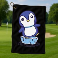 Cute Penguin Standing On An Ice Floe Golf Towel