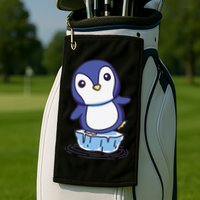 Cute Penguin Standing On An Ice Floe Golf Towel