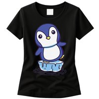 Cute Penguin Standing On An Ice Floe Womens T-Shirt