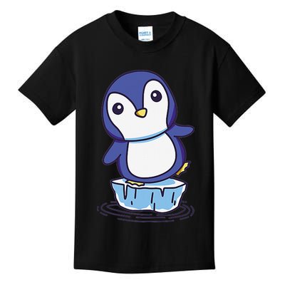 Cute Penguin Standing On An Ice Floe Kids T-Shirt