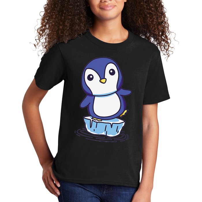 Cute Penguin Standing On An Ice Floe Kids T-Shirt