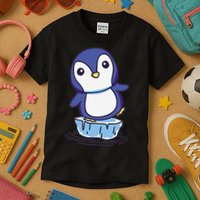 Cute Penguin Standing On An Ice Floe Kids T-Shirt