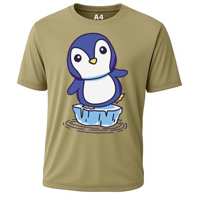 Cute Penguin Standing On An Ice Floe Cooling Performance Crew T-Shirt