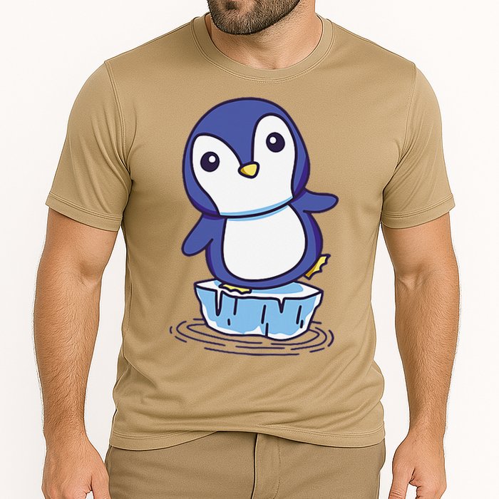 Cute Penguin Standing On An Ice Floe Cooling Performance Crew T-Shirt