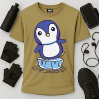 Cute Penguin Standing On An Ice Floe Cooling Performance Crew T-Shirt