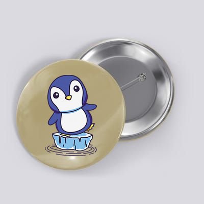 Cute Penguin Standing On An Ice Floe Button