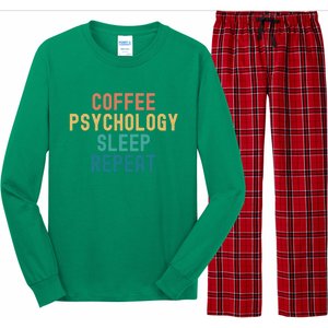 Coffee Psychology Sleep Repeat Funny Psychology &Amp; Coffee Gift Long Sleeve Pajama Set