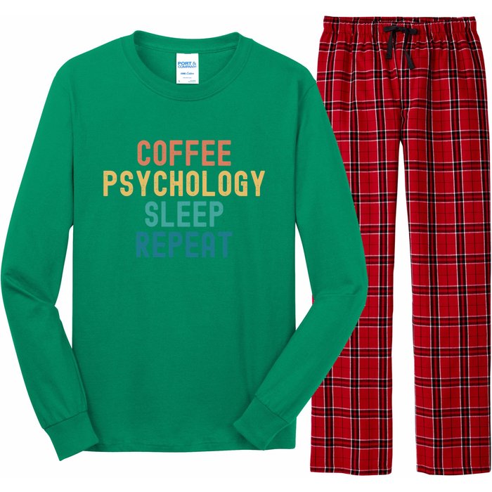 Coffee Psychology Sleep Repeat Funny Psychology &Amp; Coffee Gift Long Sleeve Pajama Set