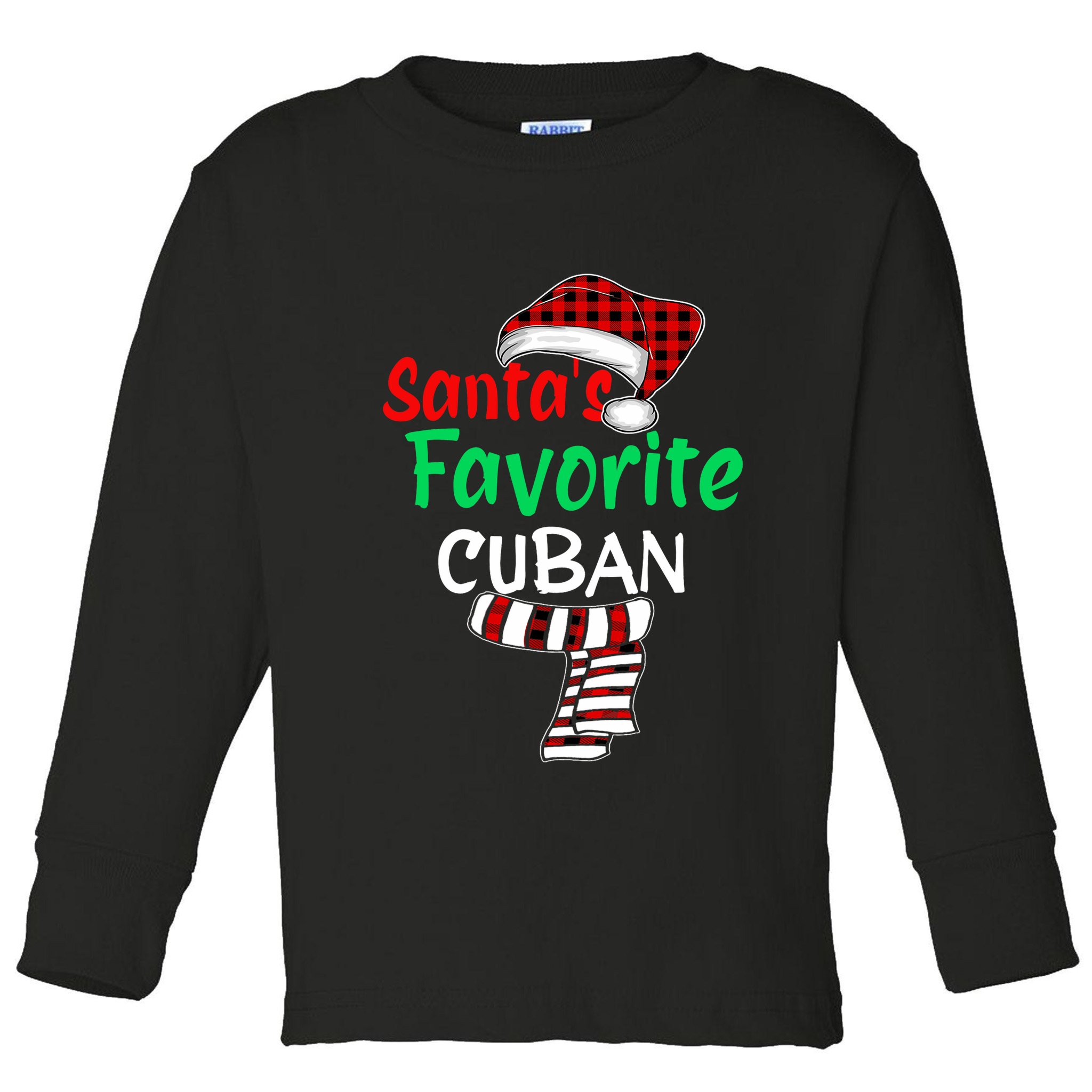 Christmas Pajamas Santa Claus Santas Favorite Cuban Toddler Long Sleeve Shirt