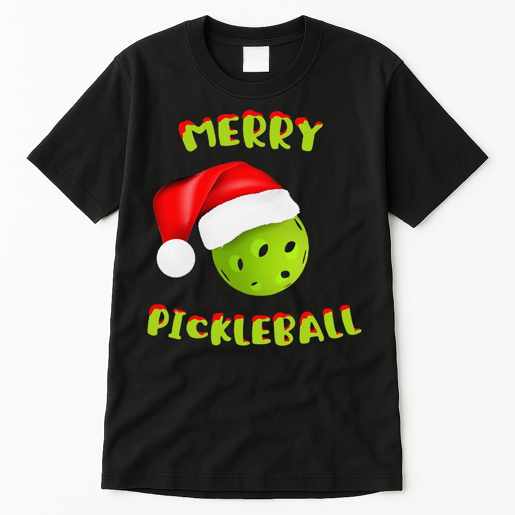 Christmas Pickleball Santa Hat Pickleball Player Winter Dink Tall T-Shirt