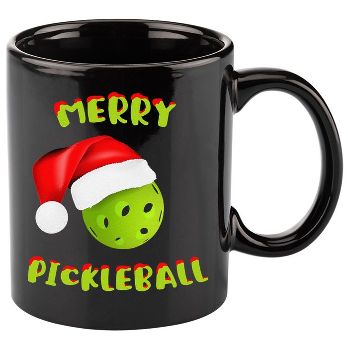 Christmas Pickleball Santa Hat Pickleball Player Winter Dink 11oz C Handle Ceramic Mug