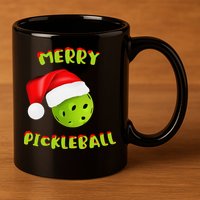 Christmas Pickleball Santa Hat Pickleball Player Winter Dink 11oz C Handle Ceramic Mug