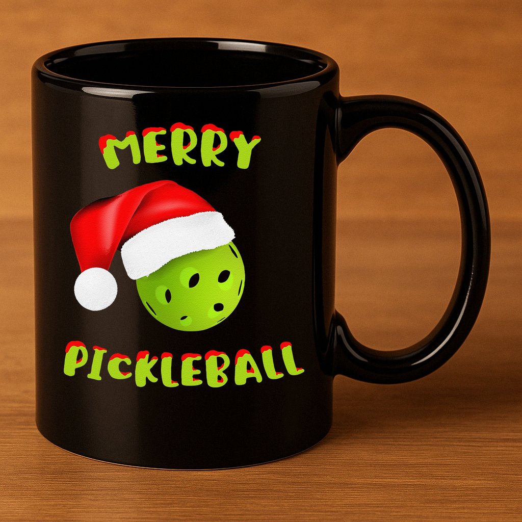 Christmas Pickleball Santa Hat Pickleball Player Winter Dink 11oz C Handle Ceramic Mug