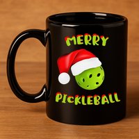 Christmas Pickleball Santa Hat Pickleball Player Winter Dink 11oz C Handle Ceramic Mug