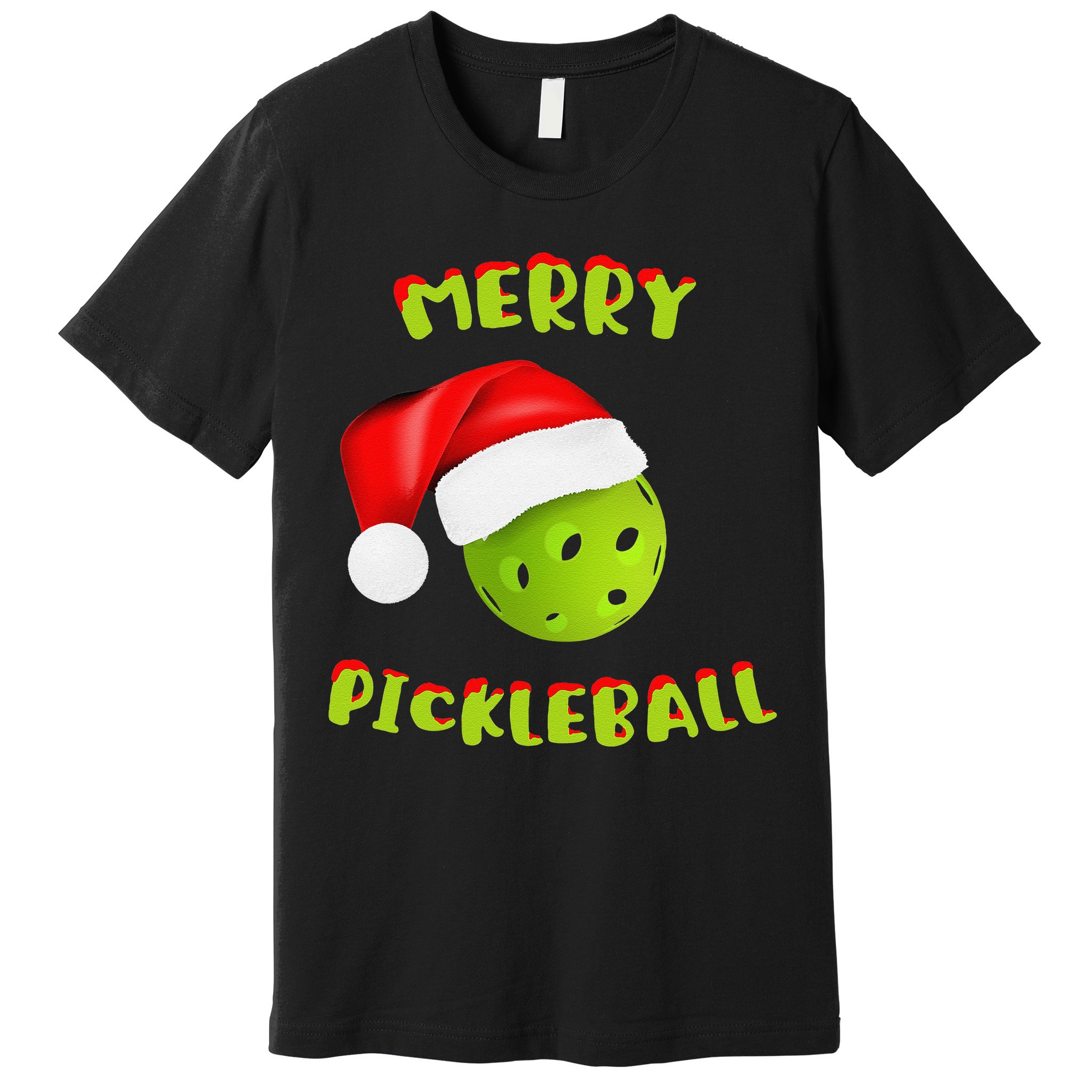 Christmas Pickleball Santa Hat Pickleball Player Winter Dink Premium T-Shirt