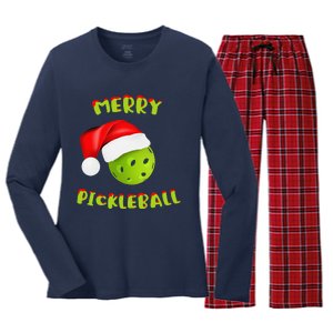 Christmas Pickleball Santa Hat Pickleball Player Winter Dink Women's Long Sleeve Flannel Pajama Set 