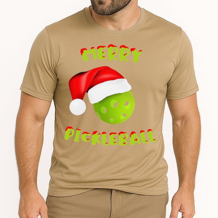 Christmas Pickleball Santa Hat Pickleball Player Winter Dink Cooling Performance Crew T-Shirt