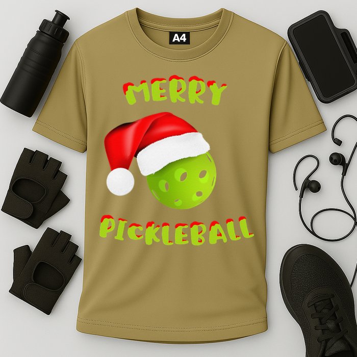 Christmas Pickleball Santa Hat Pickleball Player Winter Dink Cooling Performance Crew T-Shirt