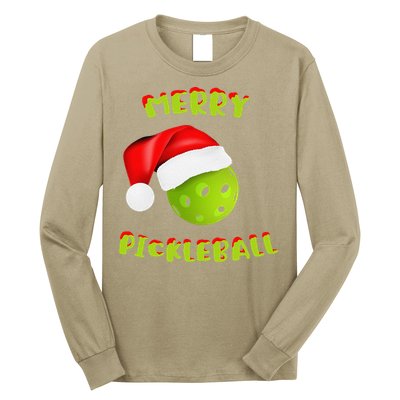 Christmas Pickleball Santa Hat Pickleball Player Winter Dink Long Sleeve Shirt