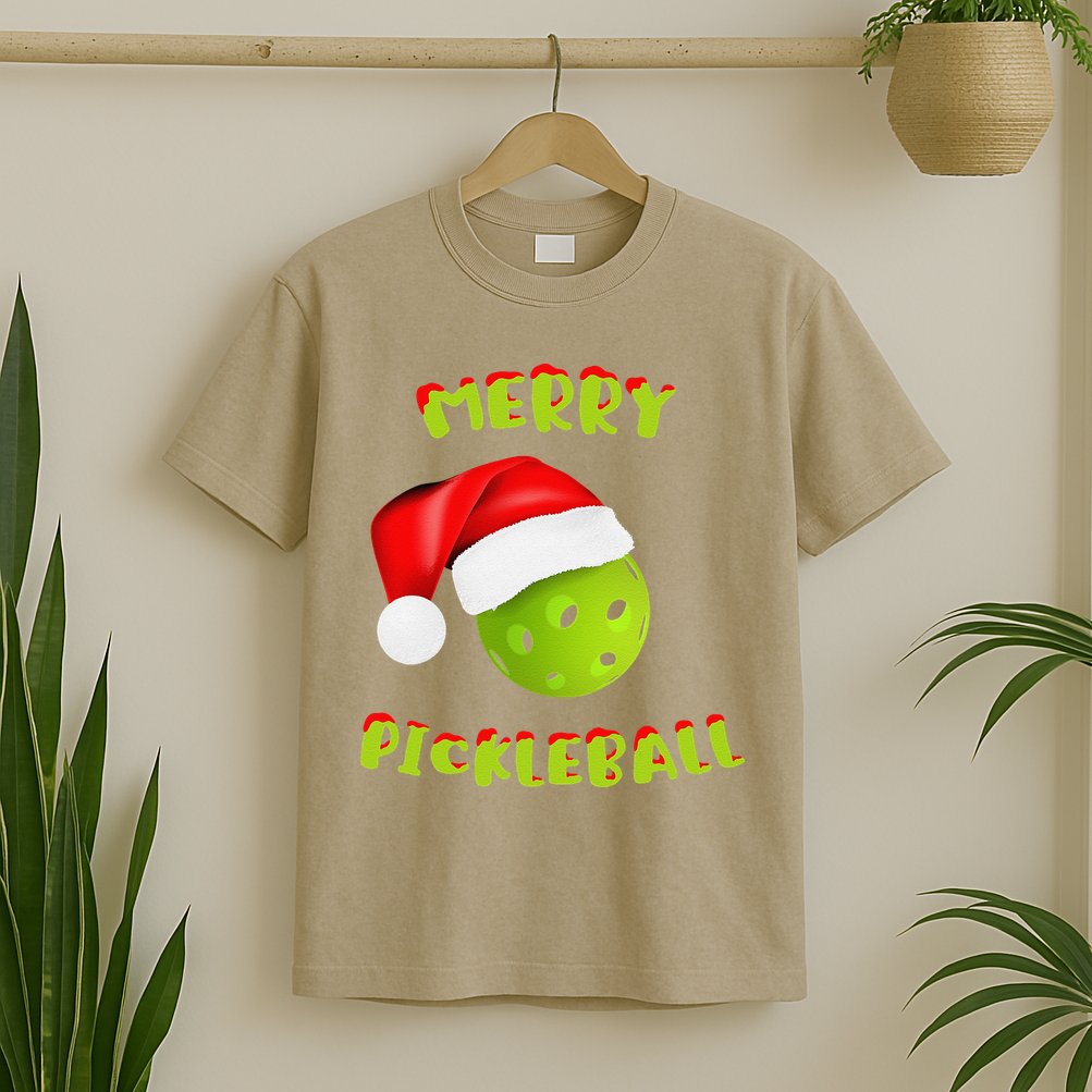 Christmas Pickleball Santa Hat Pickleball Player Winter Dink T-Shirt