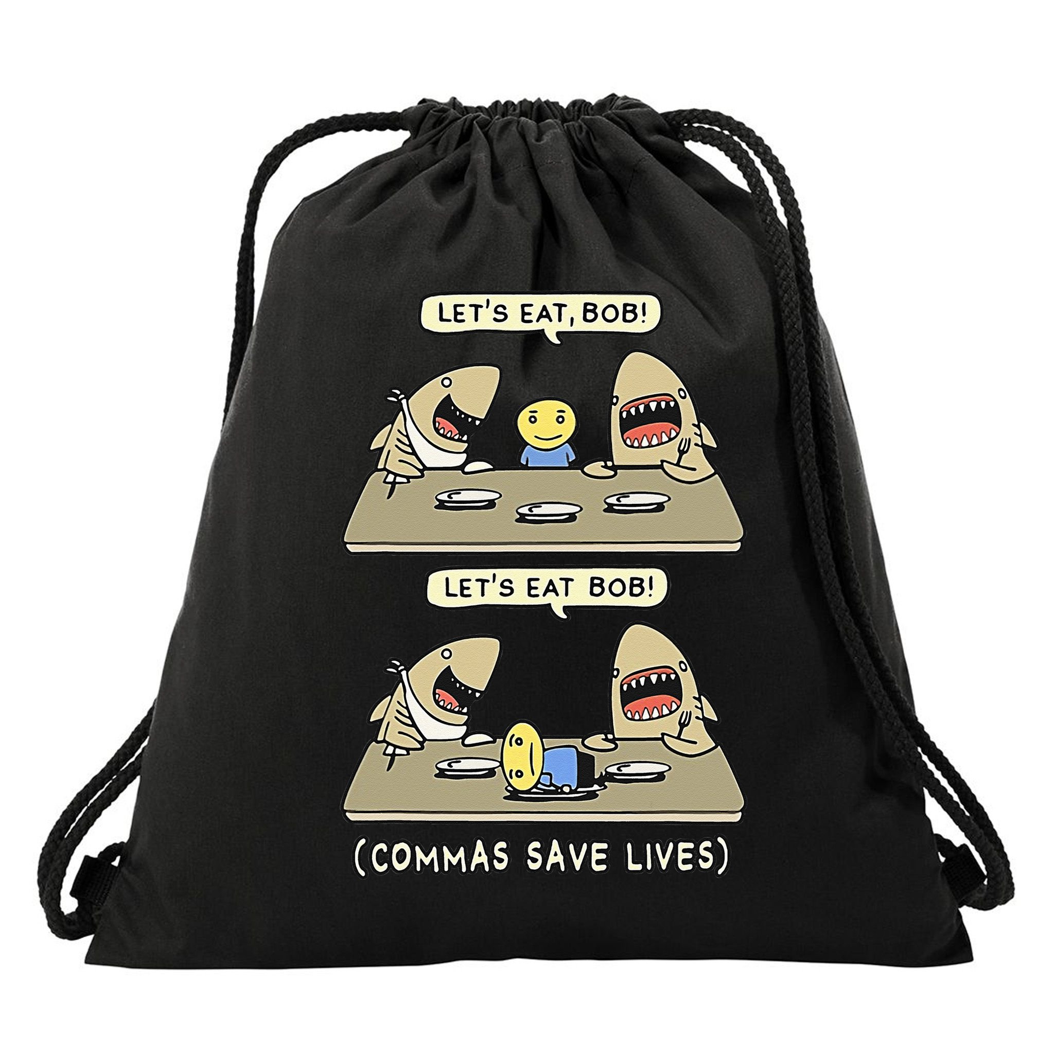 Commas Punctuation Shark Lets Eat Funny English Grammar Drawstring Bag