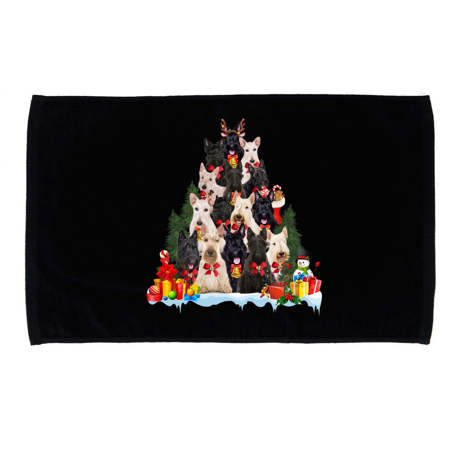 Christmas Pajama Scottish Terrier Xmas Tree Funny Gift Dog Lovers Cool Gift Microfiber Hand Towel