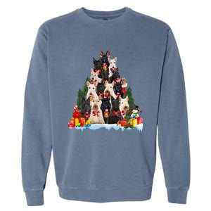 Christmas Pajama Scottish Terrier Xmas Tree Funny Gift Dog Lovers Cool Gift Garment-Dyed Sweatshirt