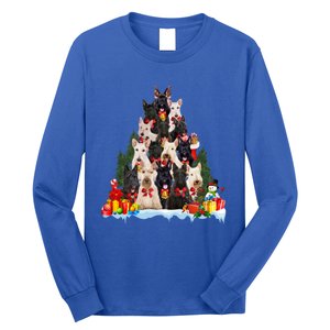 Christmas Pajama Scottish Terrier Xmas Tree Funny Gift Dog Lovers Cool Gift Long Sleeve Shirt