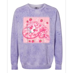 Cute Pink Strawberry Milk Snake Kawaii Ball Python Colorblast Crewneck Sweatshirt