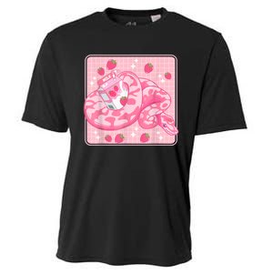 Cute Pink Strawberry Milk Snake Kawaii Ball Python Cooling Performance Crew T-Shirt