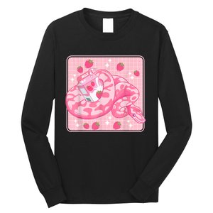 Cute Pink Strawberry Milk Snake Kawaii Ball Python Long Sleeve Shirt