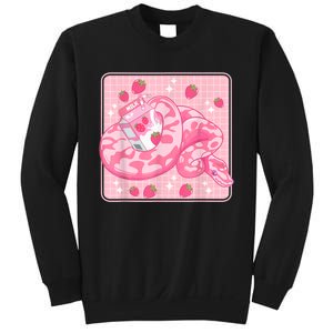 Cute Pink Strawberry Milk Snake Kawaii Ball Python Sweatshirt