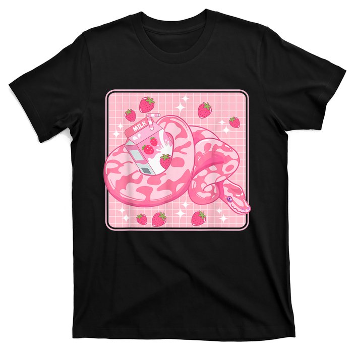 Cute Pink Strawberry Milk Snake Kawaii Ball Python T-Shirt