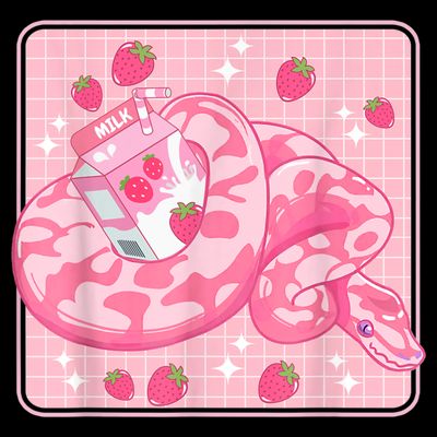 Cute Pink Strawberry Milk Snake Kawaii Ball Python T-Shirt
