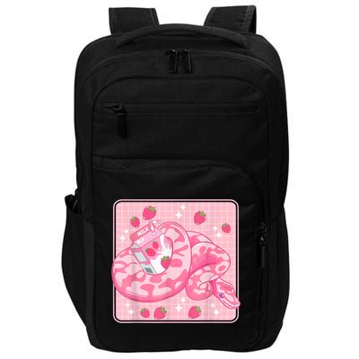 Cute Pink Strawberry Milk Snake Kawaii Ball Python Impact Tech Backpack