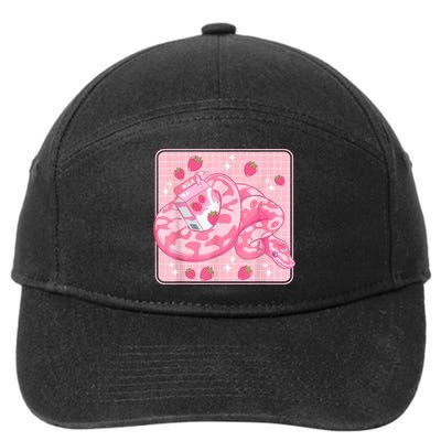 Cute Pink Strawberry Milk Snake Kawaii Ball Python 7-Panel Snapback Hat