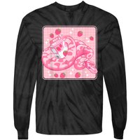 Cute Pink Strawberry Milk Snake Kawaii Ball Python Tie-Dye Long Sleeve Shirt