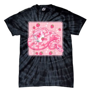 Cute Pink Strawberry Milk Snake Kawaii Ball Python Tie-Dye T-Shirt