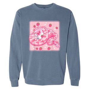 Cute Pink Strawberry Milk Snake Kawaii Ball Python Garment-Dyed Sweatshirt