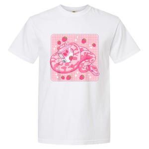 Cute Pink Strawberry Milk Snake Kawaii Ball Python Garment-Dyed Heavyweight T-Shirt